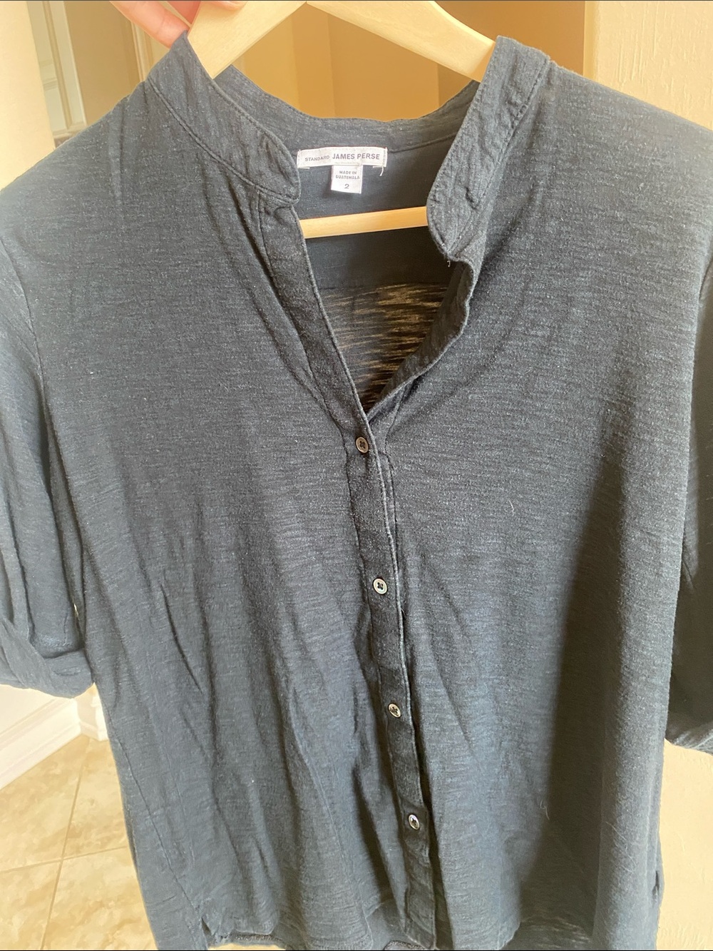 Lot of 3 James Perse slub knit 3/4 sleeve button down tops size 2 (medium) - Picture 4 of 4